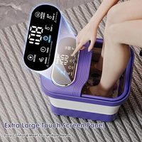 Bañera de Hidromasaje Plegable con Pantalla Digital, Masajeador de Pies con Calor, Infrarrojos, Burbujas, Rueda de Masaje Tai Chi Extraíble Automática