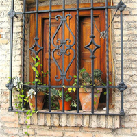 Rejas Decorativas de Hierro Forjado Anti-Robo e Impermeables para Ventanas Horizontales y Puertas, Estilo Rústico para Exteriores