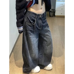 <span class=keywords><strong>Jean</strong></span> <span class=keywords><strong>noir</strong></span> pour <span class=keywords><strong>femme</strong></span> <span class=keywords><strong>taille</strong></span> <span class=keywords><strong>haute</strong></span>, design vintage, style hip-hop, <span class=keywords><strong>coupe</strong></span> <span class=keywords><strong>droite</strong></span> ample, pantalon en denim Y2K, style américain, jambe large - Product Image 3