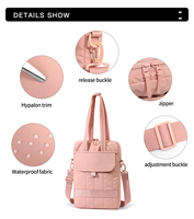 Sac fourre-tout matelassé tendance pour ordinateur portable, en nylon imperméable, unisexe, 14 pouces, sac à bandoulière pour ordinateur, sac de voyage, sac messager en polyester