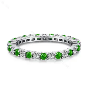 925 Plata corazón compromiso boda anillo verde turquesa 5A Cubic Zirconia promesa eternidad Esmeralda anillos joyería para mujeres