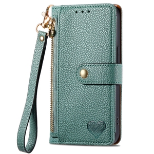 Pour Huawei Pura 70 Pro Plus étui portefeuille en peau de litchi, étui pour carte de crédit Design coeur lanière pour Honor 200 Lite/X6B - Product Image 1