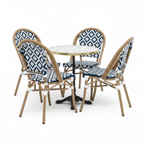 Mesa de Comedor para Exterior Lifepursue Estilo <span class=keywords><strong>Bistro</strong></span> Francés con Sillas de Ratán y Superficie de HPL - Product Image 1