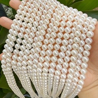 Chaîne de perles d'eau douce rondes de qualité AA de 7-8 mm, perles cultivées naturelles en vrac pour la fabrication de bijoux DIY