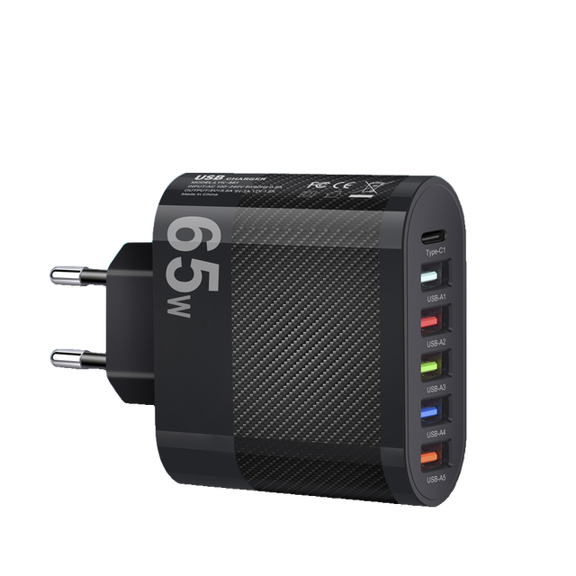 Wholesale Multiport Fast 6 Port PD USB C + USB Wall Adapter 65W Phone Chargers