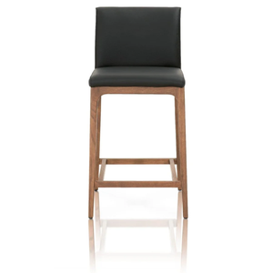  Alex Counter <b>Stool</b> Leather/ Solid Oak <b>wood</b> Walnut finish Durable High Bar <b>Stool</b> for Home Bar & Dining Room - Product Image 6
