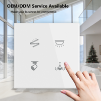 Interrupteurs intelligents standard UE/Royaume-Uni 10A, OEM/ODM, panneau tactile personnalisé en matériau PC, compatibles avec la vie intelligente, module Zigbee, interrupteur mural