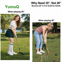 Ensemble de jeu de croquet de jardin YumuQ Factory personnalisé en bois d'eucalyptus pour six joueurs, mallettes vintage de 35 pouces