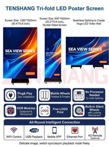 Écran d'affichage LED portable intelligent pliable P2.5 pour intérieur, support mural vidéo numérique de sécurité, écran d'affichage publicitaire LED pliable en trois parties - Product Image 2