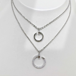 Collares de plata de ley 925 con forma de corazón y flor, con circonitas, chapados en oro de 14k, delicados y en capas, para niñas. - Product Image 3