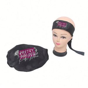Ensembles de bonnets personnalisés « Maman et moi » en satin, bonnets de nuit réversibles à double couche, bonnets de créateur pour femmes et bébés - Product Image 1