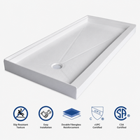 Base de douche en résine acrylique solide, imperméable, antidérapante, avec drain de sol, taille personnalisée pour salle de bain