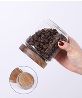 Bocaux de rangement en verre pour la cuisine avec couvercle en acacia hermétique pour les grains de café, la farine, le sucre, le riz et les spaghettis