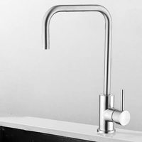Robinet de cuisine moderne à poignée unique en acier inoxydable SUS304, chaud/froid, rotation à 360 degrés, avec cartouche céramique, pour évier et lavabo