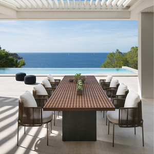 Set da Pranzo per Esterni in Teak con Telaio in Acciaio Inossidabile e Rattan PE per Giardini, Patio, Australia Kuwait - Product Image 4