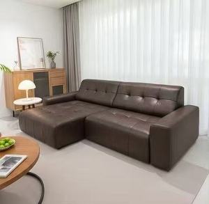 Sofá Reclinable Eléctrico de Cuero Marrón de Lujo, Sofá Moderno de 3 Plazas con Asiento Extra Profundo y Puerto USB para Sala de Estar - Product Image 1