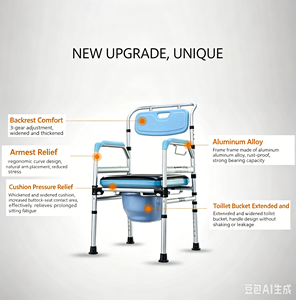 <span class=keywords><strong>Chaise</strong></span> <span class=keywords><strong>de</strong></span> toilette réglable <span class=keywords><strong>en</strong></span> alliage d'aluminium à prix d'usine pour la rééducation des patients, pour la <span class=keywords><strong>douche</strong></span>, le bain et l'utilisation aux toilettes - Product Image 4