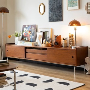 Mobile <span class=keywords><strong>TV</strong></span> in Stile Nordico Retrò, Ecologico, in Legno Massello con <span class=keywords><strong>Cassettiera</strong></span> Combinata per Soggiorno, Camera da Letto e Hotel - Product Image 4