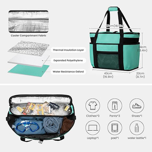 Large <b>Beach</b> Tote <b>Bag</b> <b>with</b> Insulated Cooler Compartment Spacious Mesh <b>Beach</b> <b>Bag</b> <b>With</b> Wet Dry Separate Compartments - Product Image 3