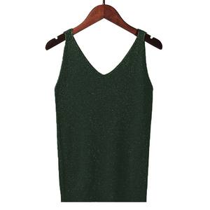 Chaleco Básico de Punto Personalizado de Fábrica, Sin Mangas, Tejido, Delgado, de Verano, Sexy, de Seda Helada Plateada, Estilo Y2K para Mujer - Product Image 5