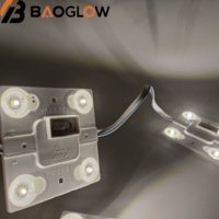Module LED carré étanche 220V 4W pour boîte lumineuse publicitaire à film souple, 4 lentilles de module LED, blanc chaud 3000K 6500K 10000K