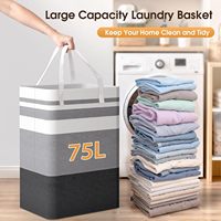 Panier à linge autoportant pliable et imperméable avec poignées pour le rangement des vêtements de bébé