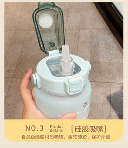 BPA Free 2l <b>Half</b> <b>Gallon</b> Fitness Gym Sports Drinking Jug Plastic Motivational <b>Water</b> <b>Bottle</b> with Time Marker and Straw - Product Image 5