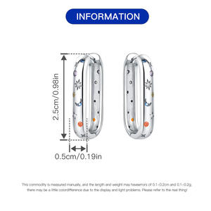 Nouvelles boucles d'oreilles en forme de U en laiton blanc, thème ciel étoilé éblouissant, exclusivement pour femmes - Product Image 4