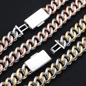 Cadena cubana de eslabones de 20 mm de dos tonos con circonitas cúbicas 5A, 4 filas, chapada en latón, estilo Hip Hop Rap para hombre - Product Image 4