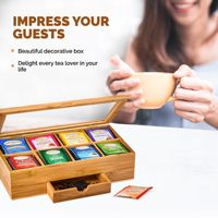 Organisateur de sachets de thé, cadeau de Noël, boîte à thé en bambou, boîte de rangement multifonctionnelle pour couverts, plateau en bois pour la cuisine, boîte de rangement pour sachets de thé