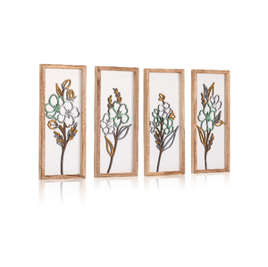 Juego de 4 <span class=keywords><strong>Cuadros</strong></span> Decorativos de Madera con Diseño Floral 3D, Impresiones Artísticas Familiares <span class=keywords><strong>para</strong></span> Colgar en la Pared <span class=keywords><strong>del</strong></span> Hogar - Product Image 2
