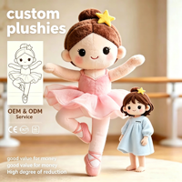 Poupée en peluche ballerine adorable sur mesure pour filles, jouet en peluche souple, danseuse de ballet, chaussures de ballet, cadeau d'anniversaire pour princesses