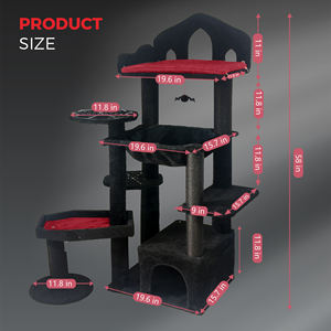 Arbre à chat moderne de luxe en MDF noir à plusieurs niveaux, avec poteau à grimper, <span class=keywords><strong>habitat</strong></span>, hamac, trou pour chat, tour pour chat, interactif d'intérieur - Product Image 2