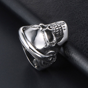 Skull Ring Men's Punk <b>Style</b> Skeleton <b>Head</b> Jewelry Party Accessory Stainless Steel Band Fashion Rings - Product Image 4
