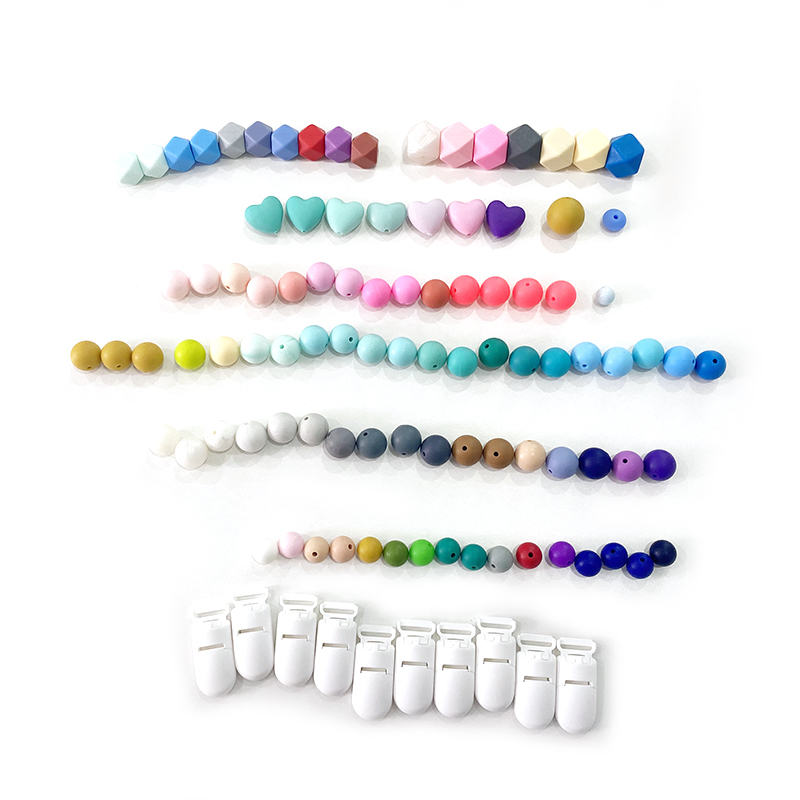 Оптовая продажа, Разноцветные Детские бусины для прорезывания зубов, без бисфенола А, пищевые смешанные ювелирные изделия, детские жевательные прорезыватели, круглые силиконовые бусины