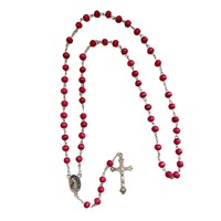 12pcs Catholique Vierge Marie Guadalupe Chapelet Perles En Bois Croix Collier Rouge Avec Boîte En Plastique pour Eucharistie Prière Premier Baptême
