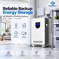 Batterie résidentielle 15,36 kWh 51,2 V 300 Ah LiFePO4 pour stockage d'énergie domestique, solaire et alimentation de secours