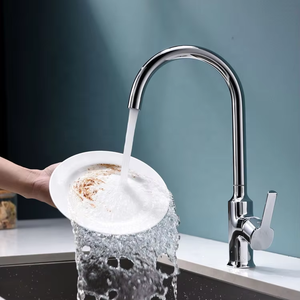 <span class=keywords><strong>Robinet</strong></span> de cuisine moderne haut de gamme en laiton à levier unique avec <span class=keywords><strong>eau</strong></span> chaude/froide, montage sur plan, pour usage hôtelier, certifié Watermark - Product Image 2