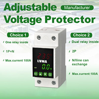 Relais de tension 1P+N 2P 63A 80A 100A monophasé 230V 50Hz, stabilisateur de protection contre les surtensions/sous-tensions avec affichage numérique LCD