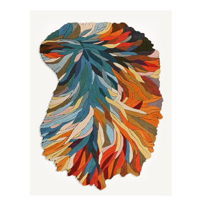 พรมขน3D รูปทรงไม่สม่ำเสมอเสื่อเท้ารูปทรงใบไม้ซักได้หลากสีพรมสำหรับพื้นที่อบอุ่นทำมือสำหรับห้องนั่งเล่นที่ทันสมัย - Product Image 2