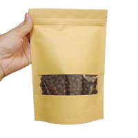 Sachets Doypack Autoportants en Papier Kraft Brun Refermables avec Fermeture Éclair, Thermoscellables, pour Stockage Alimentaire, avec Fenêtre Transparente