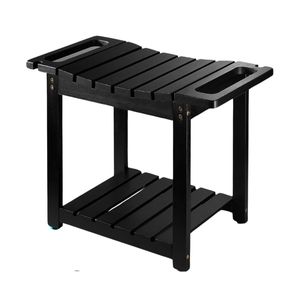 Bancs de douche en bois naturel personnalisés pour douche intérieure, tabouret de banc de spa de salle de bain imperméable pour le rasage des jambes avec poignée intégrée - Product Image 1