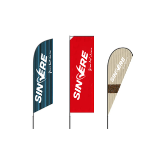 Bandiere da spiaggia <span class=keywords><strong>Promo</strong></span> rettangolari personalizzate a goccia per fiere all'aperto del parco per affari e bandiera da barbiere con pubblicità di piume - Product Image 2