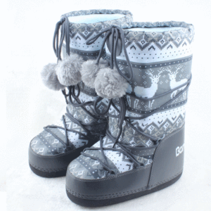 Bottes de ski pour femmes européennes et américaines, collection automne-hiver, <span class=keywords><strong>avec</strong></span> <span class=keywords><strong>fourrure</strong></span> et semelle intérieure en EVA, motif cerf tendance pour Noël - Product Image 1
