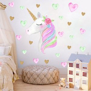 Notizie Colorful Unicorn <span class=keywords><strong>Sfondi</strong></span> Da Sogno <span class=keywords><strong>Cuore</strong></span> Stelle Carta Da Parati Per La Camera Da Letto Della Decorazione Della Casa Autoadesivo Della Parete TV Adesivi Lavagna - Product Image 5