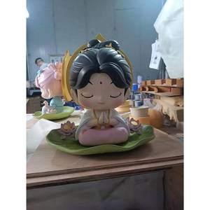 Estatua de Resina de Chica Anime de Dibujos Animados, Tamaño Personalizado, Escultura de Lago de Lotos Meditando, Decoración Interior y Exterior - Product Image 2