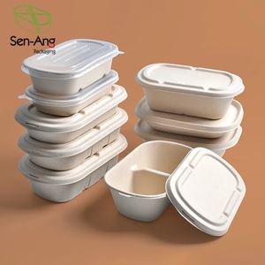 Senang02 Gut verkaufte Kaffeetasse Deckel Catering Tablett Clam shell 1 <span class=keywords><strong>2</strong></span> 3 Takeaway To Go Food Zuckerrohr Bagasse Container - Product Image 2