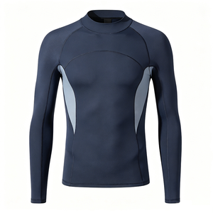 Custom Eco Recycled Fabric Men's Long Sleeve Color Block Rash Guard UPF 50+ Quick Dry Surf <strong>Swim</strong> <strong>Shirt</strong> for Water Sports - Product Image 1