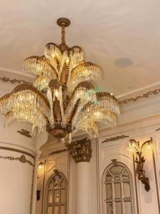 <span class=keywords><strong>Lustre</strong></span> en cristal vintage en laiton antique décoratif pour salon de villa, style classique, feuilles de <span class=keywords><strong>palmier</strong></span>, lumière de luxe - Product Image 1