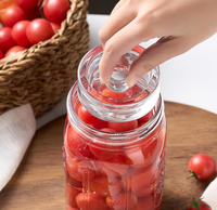 Poids de fermentation en verre avec poignée ergonomique pour bocaux Mason à large ouverture, poids en verre pour cornichons et chou sauvage